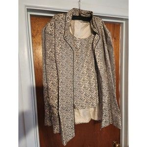 VTG Aussie Austine 2 Pc Suit Sz 28 Stunning Blue Sliver Rhinestone Bling Church